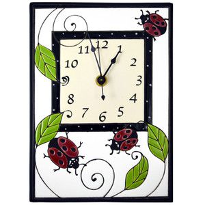 Ceramic Wall Clock: Ladybugs